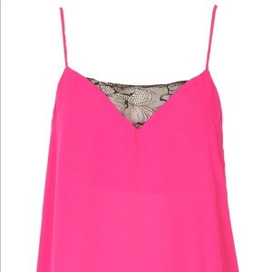 Topshop Pasha - Pink Lace Inset Cami - Size 6